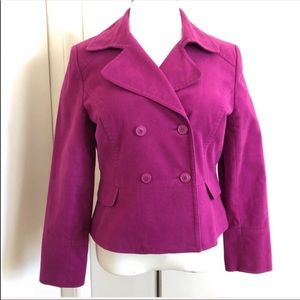 Magenta Pink 100% Cotton Flannel Peacoat